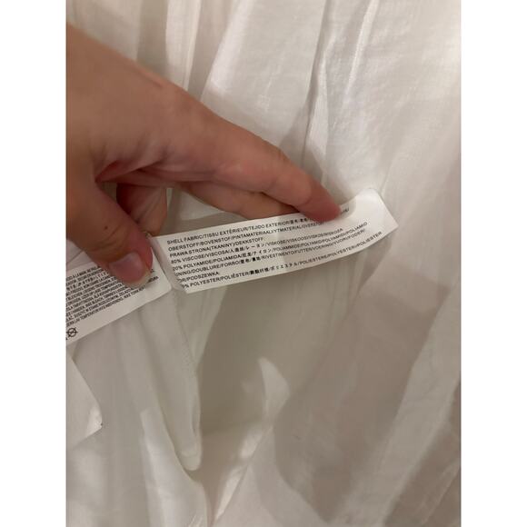 Moon River Puff Sleeve Midi White Dress Size Medium NWT Sundress V Neck - Picture 9 of 9